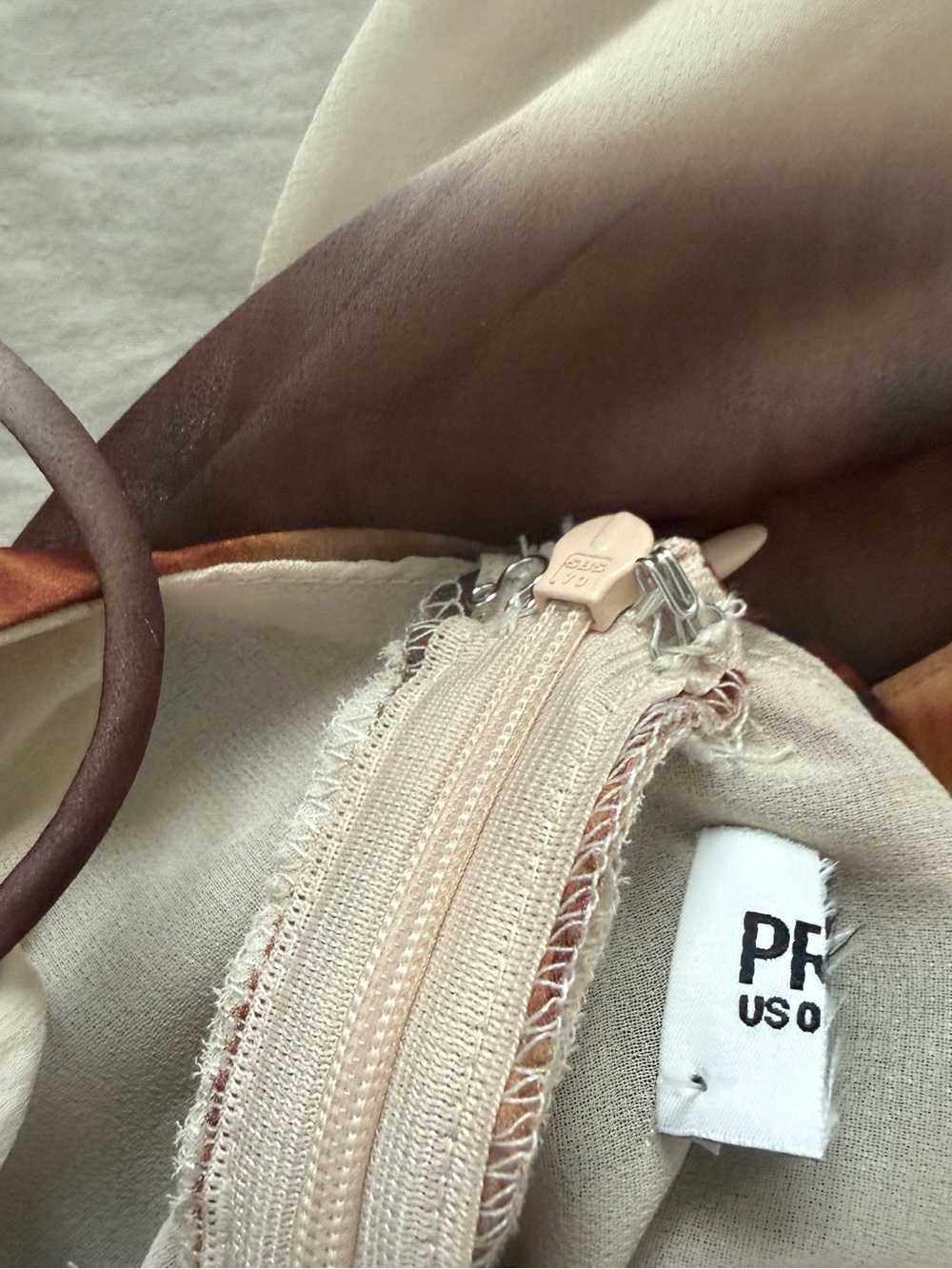 ‼️SOLD‼️ Diagonal Striped Maxi Slip Dress in Cream and Brown - Picture 3 of 3